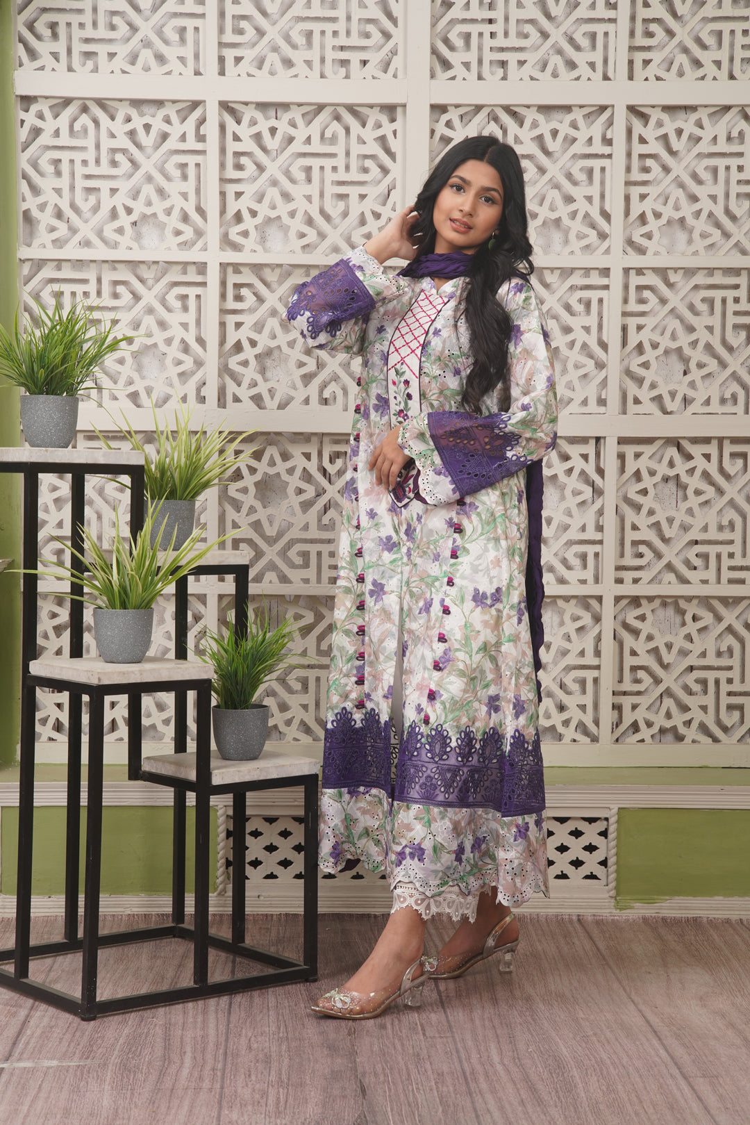 3PC - White Frock - Ujala
