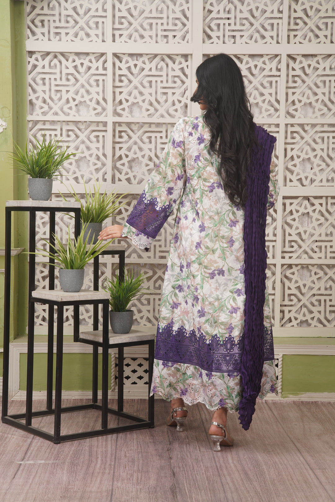 3PC - White Frock - Ujala