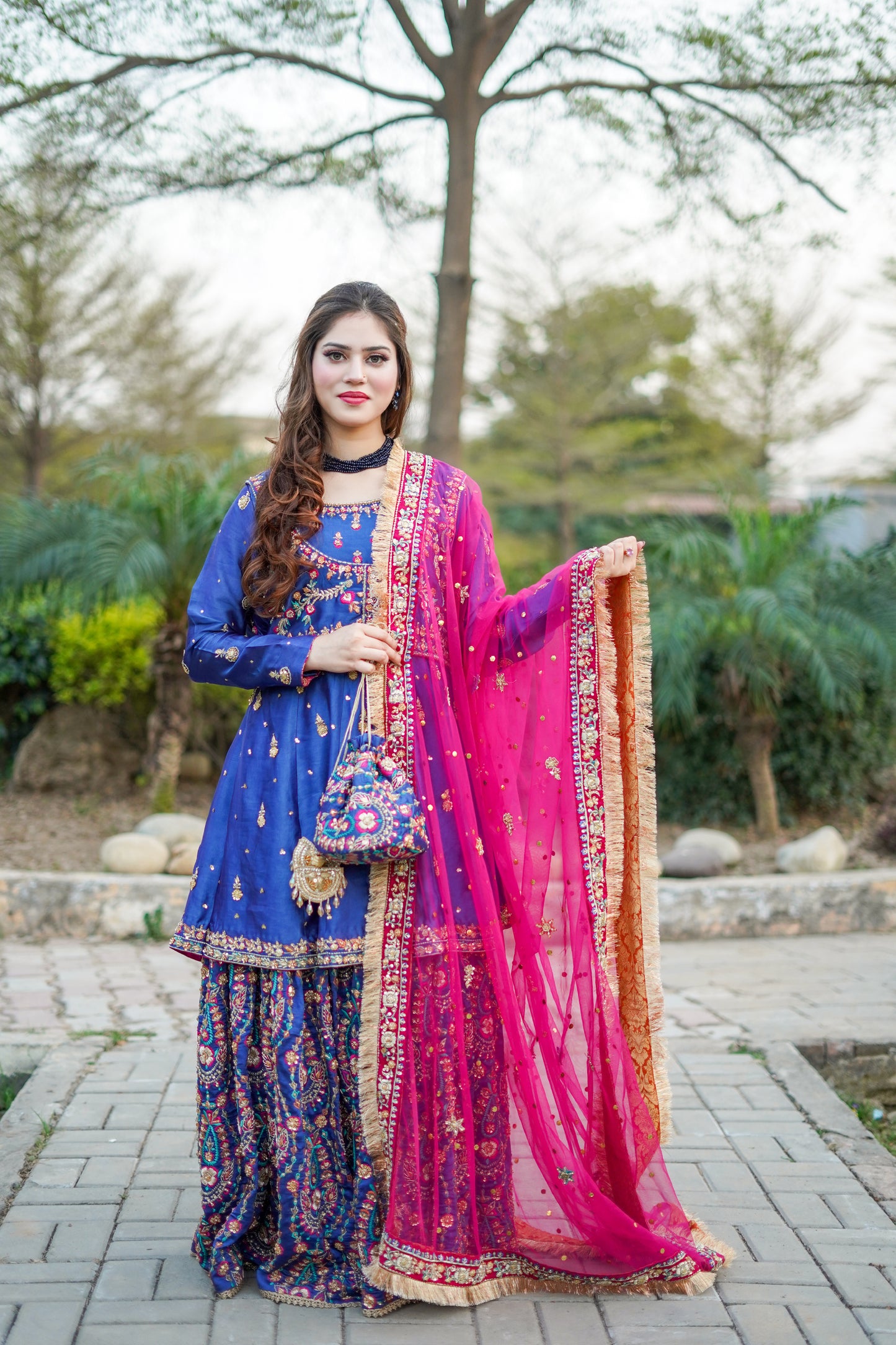 Hand Embroidered Frock with Jacket and Sharara (md-Rb0807)