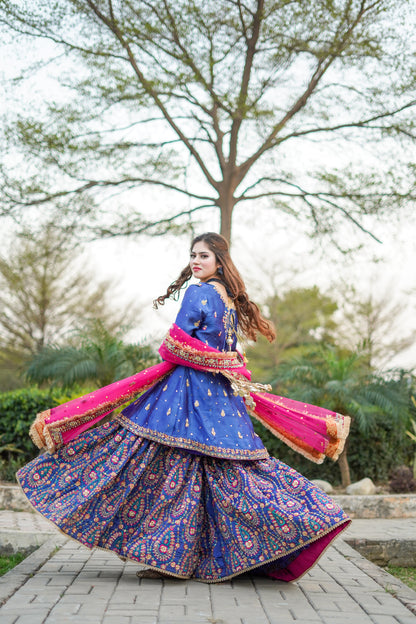 Hand Embroidered Frock with Jacket and Sharara (md-Rb0807)